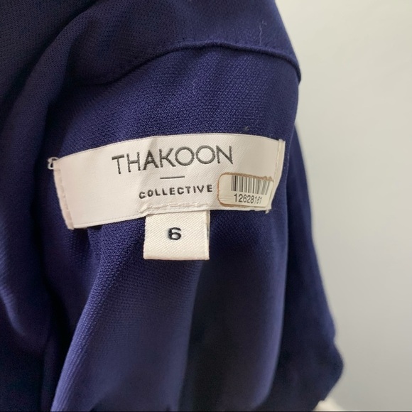 Thakoon Collective Womens Navy Top Flowy Blouse 6 - Picture 3 of 5